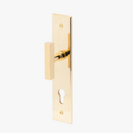 Brass Square T-Turn Handle Set on Backplate